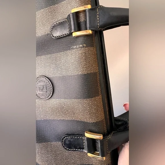 Fendi Black and Tan Striped Satchel - Picture 8 of 15